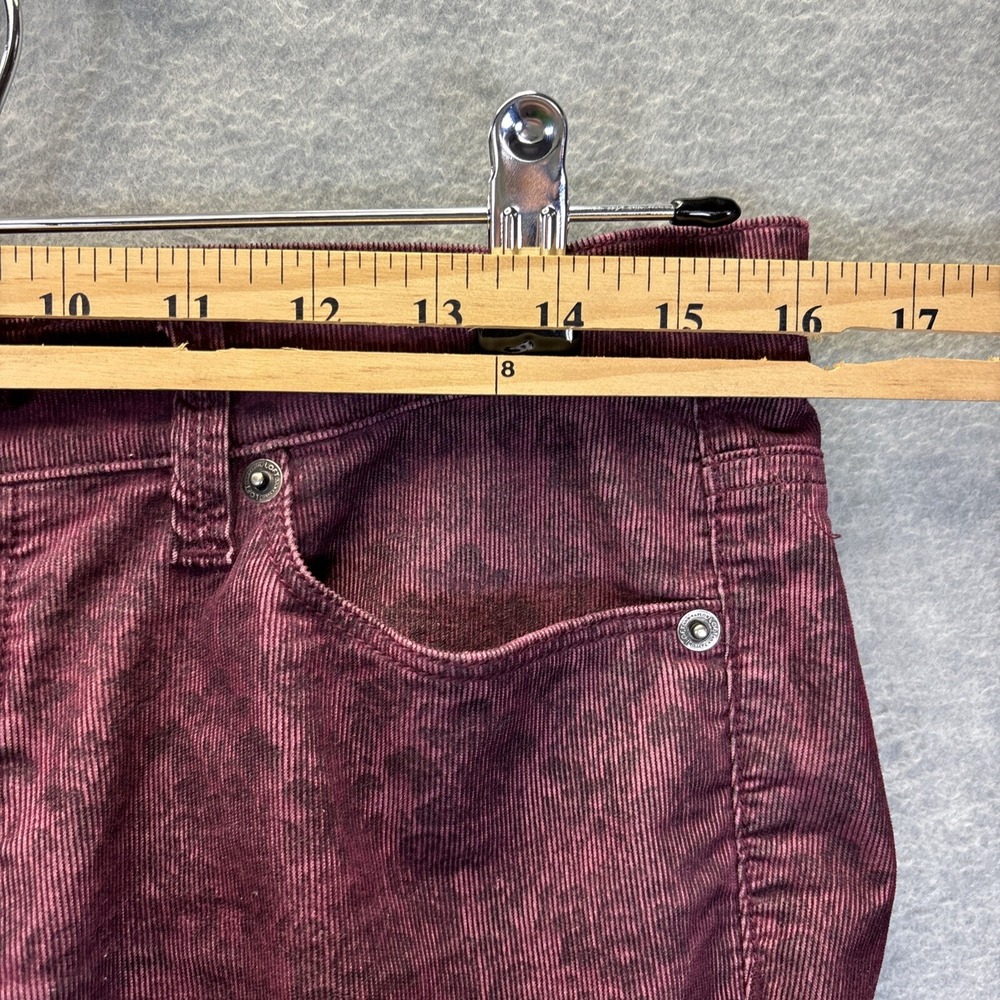 Loft Corduroy Pants Size 29/8P Tapered Leg Modern Skinny Burgundy Damask Print - Picture 6 of 11